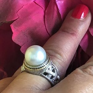 RARE Judith Ripka Sterling 18k Pearl Ring